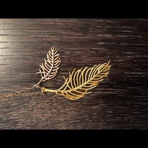 Gorjana Gold & Rose Gold Feather Necklace